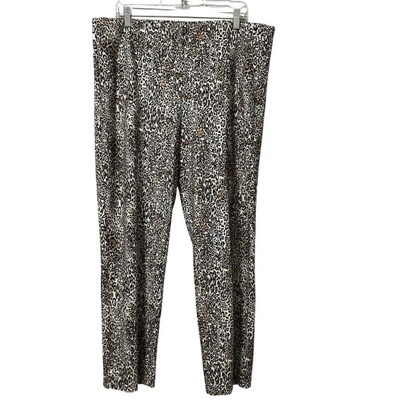 Chicos Juliet Pants Women Size 3 XL 16 Leopard Slimming Ankle Pull-On Ponte Knit - Picture 2 of 8